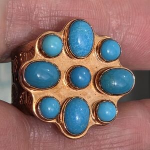 ​ Vintage DE CHINA Copper Ring with Natural Hubei Turquoise